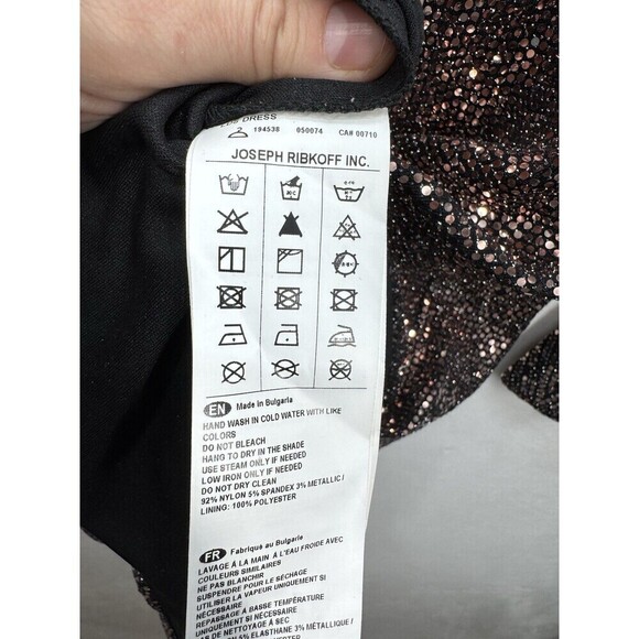 Joseph Ribkoff Shimmer Sheath Dress Size 6 Rose Gold Flare Long Sleeve Party - Picture 8 of 12